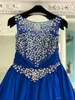 Royal Blue Children's Pageant Dress 2019 Little Miss Crystals Rhinestones Long Litter Girl Pageant Gowns Chiffon Kids Formal Party Dress