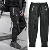 Streetwear Black Harem Jogger Pants Men Hip Hop Pockets Ribbons Sweatpants Mens Trousers Casual Slim Cargo Pants for Man3930132