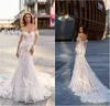 2020 Mermaid Gelinlik Sevgiliye Aplike Dantel Up Geri Plaj Gelinlikleri Uzun Kollu Custom Made Vestidos De Novia