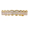 الأسنان الزركون كامل جديد GRILLZ الأعلى 18K الذهب أسفل فضي اللون الشوايات الأسنان الفم الهيب هوب مجوهرات مقلدة مجوهرات مغني الراب 2 أنماط