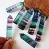 Baguette hexagonale en pierre de guérison, 3 pièces, violet vert, Fluorite naturelle, Quartz, pointe de cristal, pour la décoration de la maison, 243k