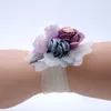 Boda Nupcial Muñeca Ramillete Flores Pulsera Muñeca Ramos Niño Mano Flores Dama de honor Niñas Novia artificial Flores Decoración de la boda