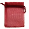 100 stks DONKER ROOD Trekkoord Organza SIERADEN Cadeauverpakking Zakken 7x9 cm 9x12 cm 10x15 cm Bruiloft Kerst Gunst Bags2720