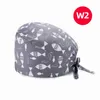 New Scrub Hat Lady Bouffant Head Cover Söt tecknade djurtryckta bomullstockar Justerbar arbetslock