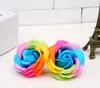 Rainbow 7 colorful Rose Soaps Flower Packed Wedding Supplies Gifts Event Party Goods Favor Toilet soap Scented bathroom accessories