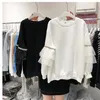 Nowa jesień zima kobiety z kapturem koreańskie mody mody Ruffle Loss Lose Rolet Polar Liner Pullover Bluza ciepła płaszcz16856551514901