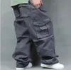 Mode Hip Hop Cargo Byxor Herr Fritidsbyxor bomull Raka Lös Baggy Streetwear Joggare Byxor vida ben Plus Size XXXL Man Kläder