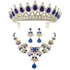 Headpieces de grife acessórios para vestido de festa de casamento coroa colares brincos três peças designer diamante azul vermelho verde bi257c