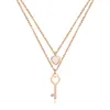 Gros-titane acier pendentifs collier femmes mode 14K or rose anti-allergique non-fading cou court chaîne bijoux accessoires Collier