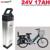 Batería de litio para bicicleta eléctrica, 24v, 17Ah, para Bafang BBS02, 250W, 350W, 500W, batería de bicicleta eléctrica de Motor, 24V para celda Panasonic + cargador 2A