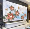 Aangepaste 3D Muurschildering Behang Creative Extended Pearly Treasure European Flower 3D TV achtergrond muur muur schilderij zijde behang