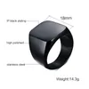fashion square big width signet rings fashion man finger silver gold black men ring stainless steel jewelry
