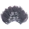 Clip riccia afro crespa all'ingrosso della fabbrica nelle estensioni dei capelli umani grado 7a capelli remy vergini mongoli estensioni dei capelli clip ricci crespi 100g