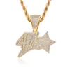 Number 47 Star Pendant & Necklace Hip Hop Jewelry Men's Gold Color Cubic zircon With Rope Chain For Fashion