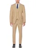 Brand New Beige Classic Style Two Button Groom Tuxedos Notch Lapel Groomsmen Bästa Man Blazer Mens Bröllopsdukar (Jacka + Byxor + Vest)