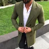 Erkekler Moda Yaka Yün Blend Çift Breasted Bezelye Coat Ceket Erkekler Marka Paltolar Sonbahar Uzun Yün Coat CJ191212 Turn-down