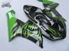 conjunto de carenagens completas para Kawasaki 2005 2006 ZX6R Ninja ZX 636 ZX 6R 05 06 ZX6R chamas verdes motocicleta kits carenagem carroçaria TV18