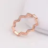 Autentyczny 925 Sterling Srebrny minimalistyczny wypolerowany zygzakowy Pierścień Luksusowy projektant biżuterii Kobiety Rose Gold Pierścienie z urokami Origina7206173
