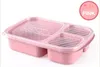 Student Lunch Box 3 Grid Wheat Straw Biologisk nedbrytbar mikrovågsugn Bento Box Kids Food Storage Box School Foods Containrar med lock DC695