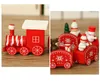 Christmas Wooden Train Children Toys Christmas Gifts Snowman Santa Tree Kids Train Christmas Model Toys Wooden Train Decor