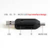 2 i 1 Cellphone OTG Card Reader Adapter med Micro USB TF / SD Card Port Phone Extension Headers for PC