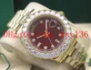 Factory Leverancier President Day-Date 118238 228238 228348 Heren 18KT Diamant Dial Bezel Automatic Beweging Horloges Red Mens Horloges