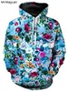 High-end lyxiga röda blommor rosor tryckta 3d jacka hoodies kvinnor / män vintage sweatshirt flickor rosa streetwear outfits