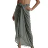 Dames strand jurk semi-enorme badmode bikini cover ups korte rok met kwasten chiffon wrap zwemmen jurk Sarong Pareo Shorts