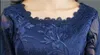 Vintage Herbata Długość Navy Blue Lace Krótkie Skromne Druhna Suknie z 3/4 Rękawy Koronki Koronki Satynowej Druhna Nieformalna Wedding Party Dress