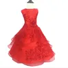 Vestidos de casamento em camadas de rendas para meninas lindo bordado Beads vestidos Aline Organza vestido de princesa crianças roupas idade 1-16 anos de idade