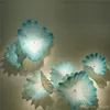 100% Hand Blown Murano Glass Hanging chandeliers Art Dale Chihuly Style Borosilicate Glass Art Hand Blown Blue Glass Flower Wall Art Plates