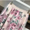 Floral impressão mulheres camiseta + saia de malha cair bowknot vintage dois pedaços conjuntos elegante mulher saia 2019 verão menina tees tops feminino1