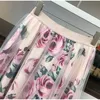 Floral Print Frauen T Shirt + Mesh Rock Anzüge Bowknot Vintage Zwei Stück Sets Elegante Frau Rock 2019 Sommer Mädchen tees Tops Weibliche1