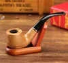 Retro Male Acrylic Bending Handle Wooden Solid Wood Pipe Wooden Pipe Tobacco Tool