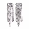 Wholesale-New trendy popular fashion luxury designer exaggerated glittering full rhinestone crystal long tassel stud earrings for women