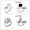 HOPEARL Sieraden Ring Bloem of Clover Leaf Design 925 Sterling Silver Pearl Semi Mount Ring DIY-instellingen