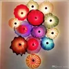 Free Shipping Fancy Blown Murano Glass Wall Plates Popular Art Decor Chihuly Style Multicolor Murano Glass Hanging Plates Wall Art