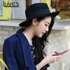 New Wool Boater Flat Top Hat For Women's Felt Wide Brim Fedora Hat Laday Prok Pie Chapeu de Feltro Bowler Gambler Top