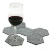 Tapis Pads Visual Touch 12pcs feutre tissu hexagone tasse tapis boisson sous-verres bière café napperon cadeau décorations de table vaisselle1
