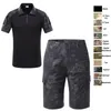 Outdoor Camouflage Shirt and Shorts Set Battle Dress Uniform Tactical BDU Set Army Combat Clothing NO05-012