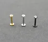 Punk Crystal Cubic Zirconia Lip Ring Steel Ear Earring Studs Internal Thread Prong Gem 16G Tragus Helix Labret Piercing Bar Body Jewelry