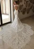 Luksusowe Zroszony Suknie Ślubne Mermaid 2020 Sweetheart Cap Sleeve Backless Long Tail Aplikacja Koronka Przycisk Back Bride Dress