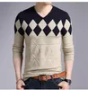 Maglioni firmati da uomo Rhombus Square Lattice Paneled Fashion Slim V Neck Maglioni da uomo Abbigliamento casual per uomo