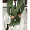 Arm Green Abiti da uomo per smoking da sposo Risvolto con risvolto Blazer slim fit Giacca tre pezzi Pantaloni Gilet Uomo Abbigliamento su misura3129