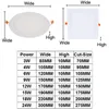 LED 패널 조명 3W 4W 6W 9W 울트라 얇은 스팟 LED AC85-265V 라운드 오목한 스팟 라이트 램프 LED 천장 조명