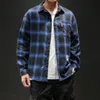 Camicie scozzesi alla moda da uomo larghe stile streetwear camicia a maniche lunghe casual coreana oversize hip-hop 4XL 5XL