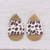 Metallic Leopard Print Leather Drop örhängen Kvinnor Faux Leather Teardrop Dangle Statement Earrings Fashion Jewelry1578824