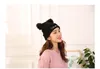 Autumn Winter Women's Knitted Hat Cartoon Cat Ears Embroidery Knit Caps Lady Warm Hats M230