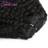 امتدادات مقطع مقاوم للصدأ ins Afro kinky curly extension 8pcs/set 120g malaysian virgin hair surls clip in extensions natural black