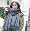 Wholesale-Autumn and winter new simple fashion scarf does not tie the ball solid color cashmere explosion scarf large shawl